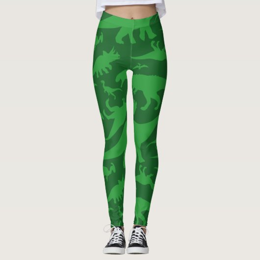 Green Dinosaur Pattern Leggings (Voorkant)