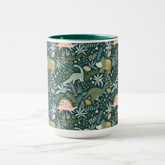 Green Dinosaur Pattern Mok (Midden)