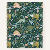 Green Dinosaur Pattern Notitieboek (Voorkant)