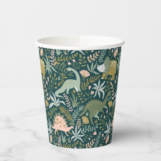 Green Dinosaur Pattern Papieren Bekers (Links)