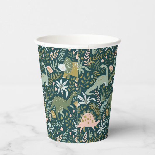 Green Dinosaur Pattern Papieren Bekers (Rechts)