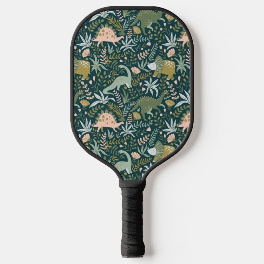 Green Dinosaur Pattern Pickleball Paddle (Voorkant)