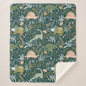 Green Dinosaur Pattern Sherpa Deken (Voorkant)