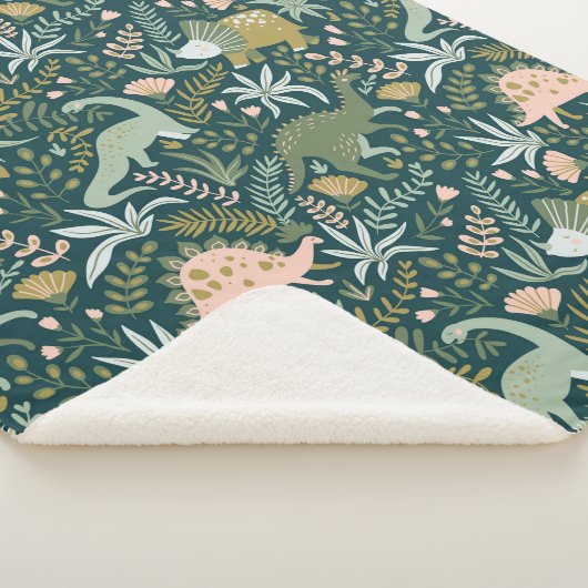 Green Dinosaur Pattern Sherpa Deken (3/4)