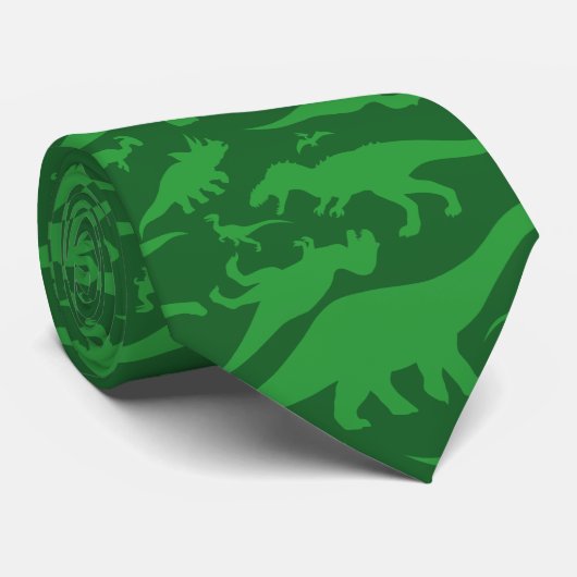 Green Dinosaur Pattern Stropdas (Opgerold)