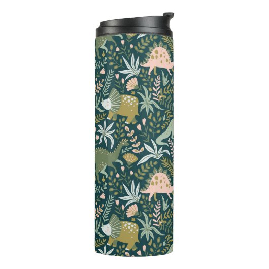 Green Dinosaur Pattern Thermosbeker (Gedraaid links)