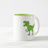 Green Dinosaur+Personalize Name Tweekleurige Koffiemok (Voorkant rechts)