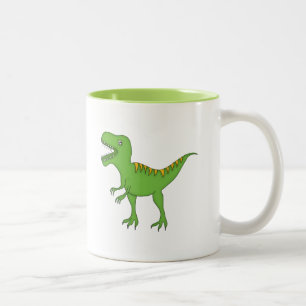 Green Dinosaur+Personalize Name Tweekleurige Koffiemok
