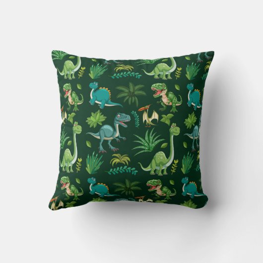 Green Dinosaur Print Decorative Pillow Kussen (Achterkant)