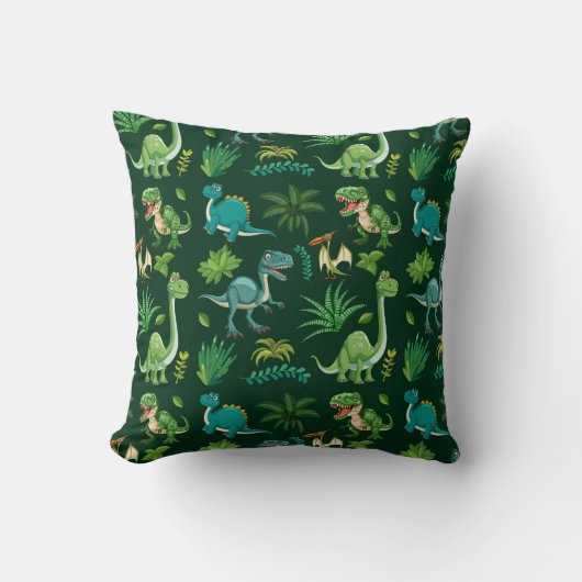 Green Dinosaur Print Decorative Pillow Kussen (Voorkant)