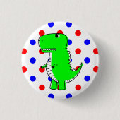 Green Dinosaur Red Blue Polka Dots Button (Voorkant)