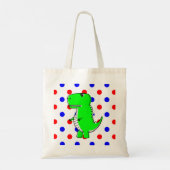 Green Dinosaur Red Blue Polka Dots Canvas tas (Achterkant)