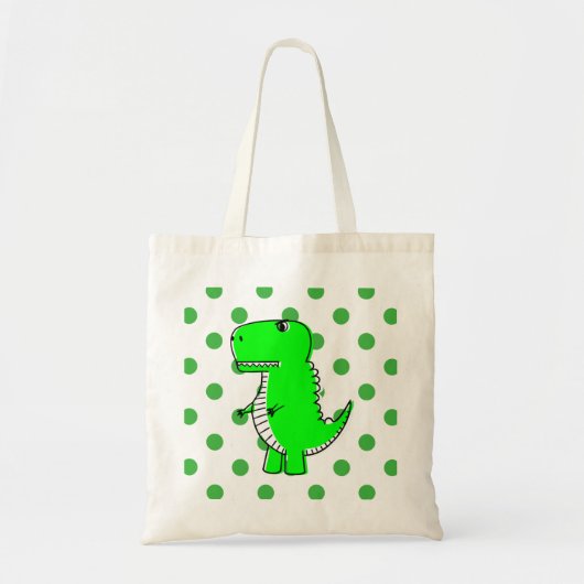 Green Dinosaur Red Blue Polka Dots Canvas tas (Voorkant)