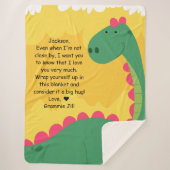 Green Dinosaur Sherpa Blanket met Custom Message Deken (Voorkant)