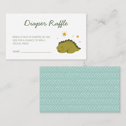 Green Dinosaur Stars Baby Diaper Raffle Informatiekaartje (Voorkant / Achterkant)