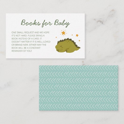 Green Dinosaur Stars Books for Baby Request Informatiekaartje (Voorkant / Achterkant)