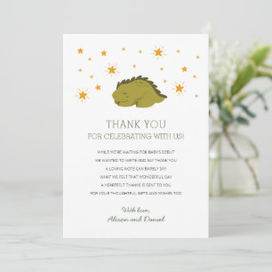 Green Dinosaur Stars Gender Neutral Baby shower Bedankkaart