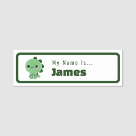Green Dinosaur Themed Student Name Tag