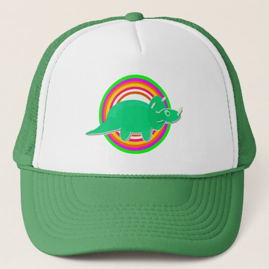 Green Dinosaur Triceratops Trucker Pet (Voorkant)