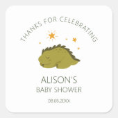 Green Dinosaur Twinkle Stars Gender Neutral Baby Vierkante Sticker (Voorkant)