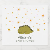 Green Dinosaur Twinkle Stars Gender Neutral Bier Etiket (Enkel label)