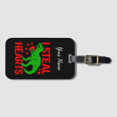 Green Dinosaur Valentijn I Steal Hearts Bagagelabel (Voorkant (horizontaal))