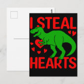 Green Dinosaur Valentijn I Steal Hearts Briefkaart (Voorkant / Achterkant)