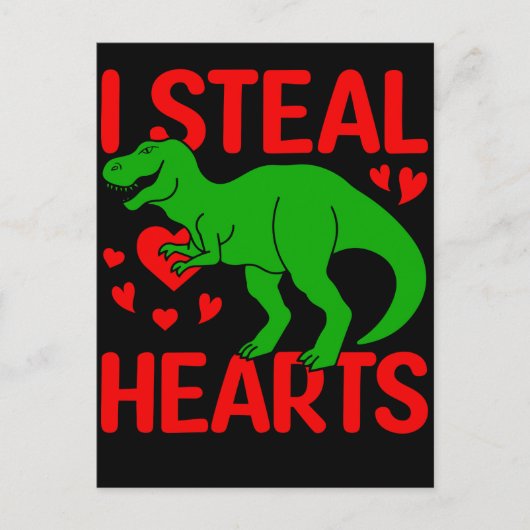 Green Dinosaur Valentijn I Steal Hearts Briefkaart (Voorkant)
