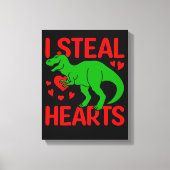 Green Dinosaur Valentijn I Steal Hearts Canvas Afdruk (Voorkant)