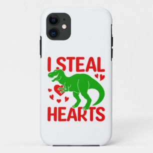 Green Dinosaur Valentijn I Steal Hearts Case-Mate iPhone Case