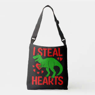 Green Dinosaur Valentijn I Steal Hearts Crossbody Tas