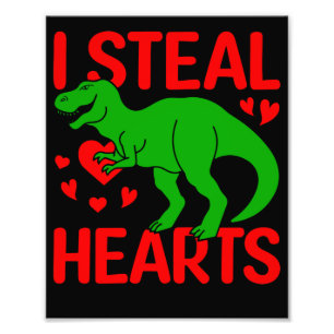 Green Dinosaur Valentijn I Steal Hearts Foto Afdruk