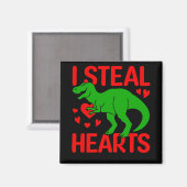 Green Dinosaur Valentijn I Steal Hearts Magneet (Voorkant / Achterkant)
