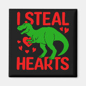 Green Dinosaur Valentijn I Steal Hearts Magneet (Voorkant)