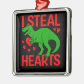 Green Dinosaur Valentijn I Steal Hearts Metalen Ornament (Links)