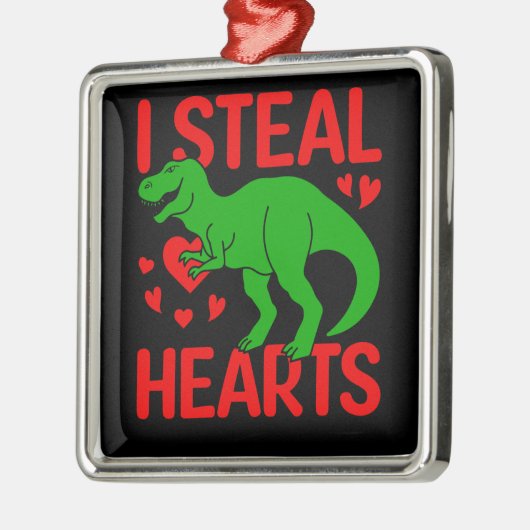 Green Dinosaur Valentijn I Steal Hearts Metalen Ornament (Links)