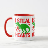 Green Dinosaur Valentijn I Steal Hearts Mok (Links)
