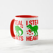 Green Dinosaur Valentijn I Steal Hearts Mok (Voorkant links)