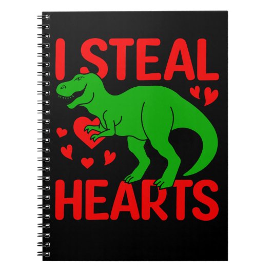 Green Dinosaur Valentijn I Steal Hearts Notitieboek (Voorkant)