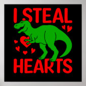 Green Dinosaur Valentijn I Steal Hearts Poster (Voorkant)