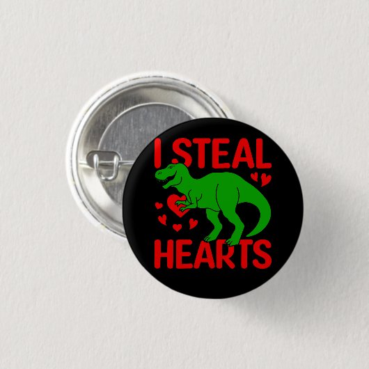 Green Dinosaur Valentijn I Steal Hearts Ronde Button 3,2 Cm (Voorkant /achterkant)