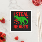 Green Dinosaur Valentijn I Steal Hearts Servet (Insitu)