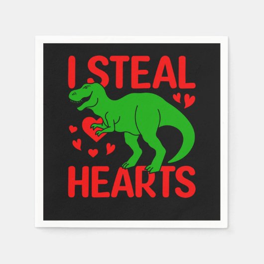 Green Dinosaur Valentijn I Steal Hearts Servet (Voorkant)