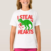 Green Dinosaur Valentijn I Steal Hearts T-shirt (Voorkant)