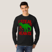 Green Dinosaur Valentijn I Steal Hearts T-shirt (Voorkant volledig)