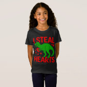 Green Dinosaur Valentijn I Steal Hearts T-shirt (Voorkant volledig)