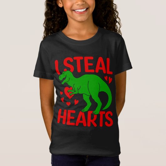 Green Dinosaur Valentijn I Steal Hearts T-shirt (Voorkant)