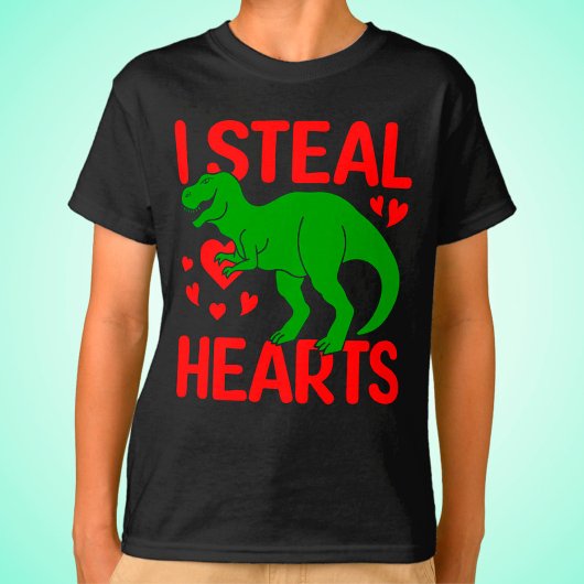 Green Dinosaur Valentijn I Steal Hearts T-shirt