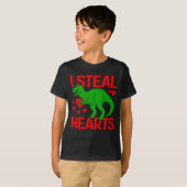 Green Dinosaur Valentijn I Steal Hearts T-shirt (Voorkant volledig)