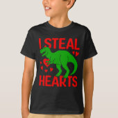 Green Dinosaur Valentijn I Steal Hearts T-shirt (Voorkant)